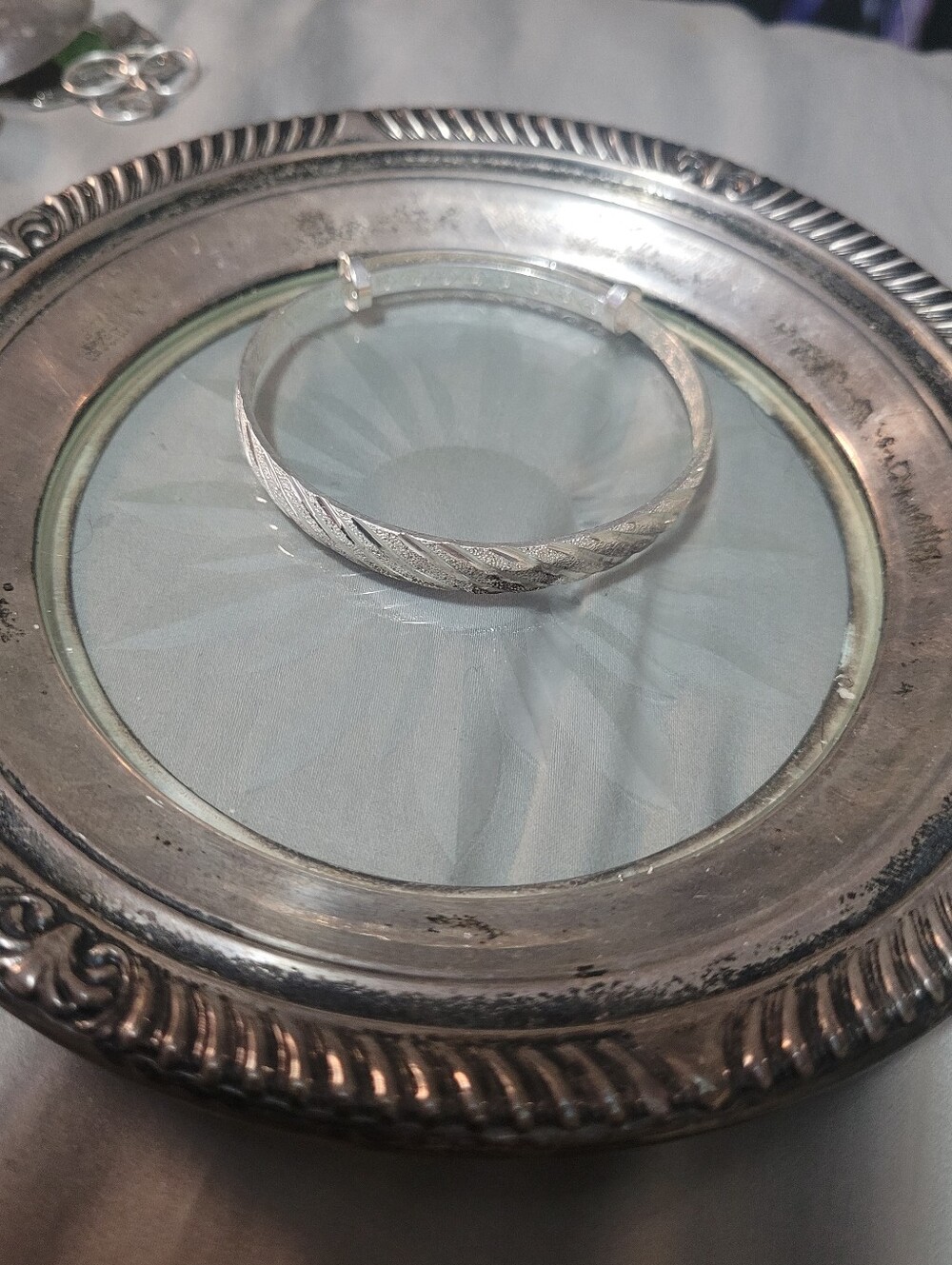Textured Silver Sterling Bangle Bracelet